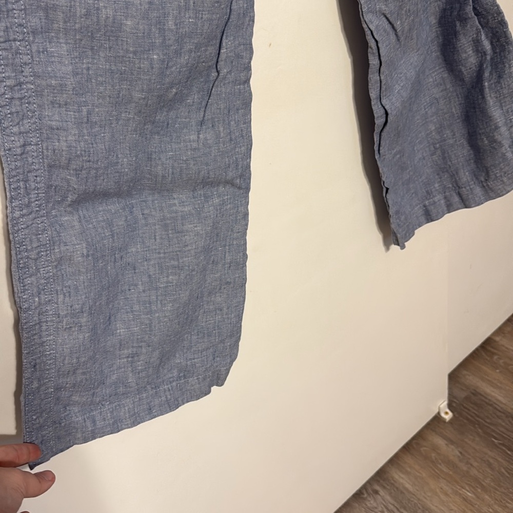 Athleta Cabo Linen Wide Leg Pants Blue - Picture 9 of 12